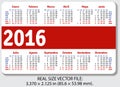 Spanish pocket calendar for 2016