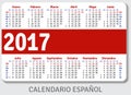 Spanish pocket calendar for 2017