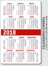 Spanish pocket calendar for 2018