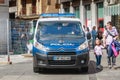 Spanish police car monitors tourists in Toledo