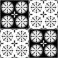 Spanish or Portuguese tiles vector pattern - Azulejos tile seamless design in black and white Royalty Free Stock Photo