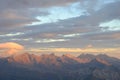 Spanish Pyrenees at sunrise under a cloudy sky Royalty Free Stock Photo