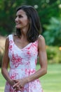 Spanish Queen Letizia pose in Marivent palace gardens vertical Royalty Free Stock Photo