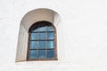 Spanish Revival Style Arched Window on White Wall Royalty Free Stock Photo