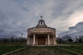 Spanish romanesque hermitage in a stormy day with cloudy and dramatic sky Royalty Free Stock Photo