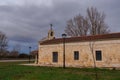 Spanish romanesque hermitage in a stormy day with cloudy and dramatic sky Royalty Free Stock Photo