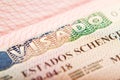 Spanish Schengen visa in a passport