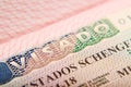 Spanish Schengen visa in a passport