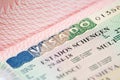 Spanish Schengen visa in a passport