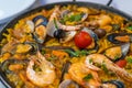 Spanish seafood Paella de Marisco, Paella Marinera Royalty Free Stock Photo