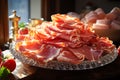 Spanish serrano ham. Premium slices of ham.