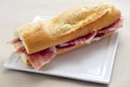 Spanish serrano ham sandwich Royalty Free Stock Photo