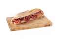 Spanish serrano ham sandwich isolated on white background Royalty Free Stock Photo