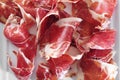 Spanish serrano ham served as tapas Royalty Free Stock Photo