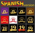 Spanish set of number nineteen 19 years