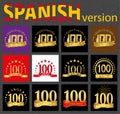 Spanish set of number one hundred 100 years