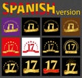 Spanish set of number seventeen 17 years