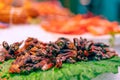 A spanish shellfish percebes. Goose neck barnacles on the counter of the fish market. Bright colours, selective focus