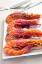 Spanish shrimps with garlic and parsley Royalty Free Stock Photo