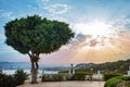 Spanish souths coast and Malaga city at sunset from promenade Royalty Free Stock Photo