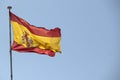 spanish spain flag waving on sky background