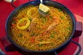 Paella de mariscos or Spanish seafood paella Royalty Free Stock Photo