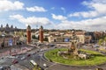 Spanish square in Barcelona, top view. Catalonia