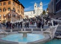 Spanish Steps barcaccia fountain Piazza di Spagna Rome Royalty Free Stock Photo