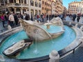 Spanish Steps barcaccia fountain Piazza di Spagna Rome Royalty Free Stock Photo