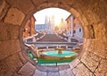 Spanish steps famous landmark of Rome morning view through stone window Royalty Free Stock Photo