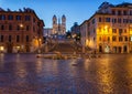 Spanish Steps and  Fontana della Barcaccia in Rome, Italy. Royalty Free Stock Photo