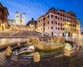 Spanish Steps and  Fontana della Barcaccia in Rome, Italy. Royalty Free Stock Photo