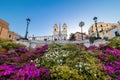 Spanish Steps in the morning with azaleas in Rome, Italy Royalty Free Stock Photo