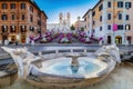 Spanish Steps in the morning with azaleas in Rome, Italy Royalty Free Stock Photo