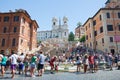 The Spanish Steps from Piazza di Spagna on August 6, 2013 in Rome, Italy. Royalty Free Stock Photo