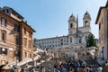 Spanish steps in Rome, Italy. Famous square and landmark with lots of tourists Royalty Free Stock Photo