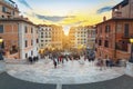 The Spanish steps in Rome at sunset, Italy