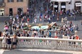 View from the Spanish Steps at early baroque fountain, Rome