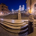 Spanish Steps and Trinita del Monti Church in the Morning, Rome, Italy Royalty Free Stock Photo