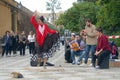 Spanish street scene with flamenco buskers in Sevilla, Andalucia, Spain Royalty Free Stock Photo