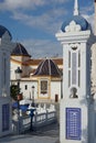 Spanish street, whitewashed buildings, mosaics and traditional blue tiles