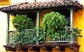 Spanish-style balcony at the historic city of Cartagena, Colombia