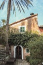 Spanish style house with plants and flowers located in Mallorca, Spain Royalty Free Stock Photo