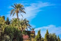 Spanish style house with plants and flowers located in Mallorca, Spain Royalty Free Stock Photo