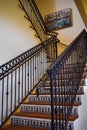 Spanish style stairwell wrought iron railing