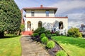 Spanish style white house front exterior. Royalty Free Stock Photo