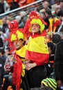Spanish supporters wearing costumes with octopus Royalty Free Stock Photo