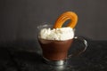 Spanish sweet called Churros in hot chocolate Royalty Free Stock Photo