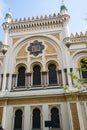 The Spanish Synagogue in the Jewish Quarter  in Prague the Capital of the Czech Republic with the statue to Franz Kafka Royalty Free Stock Photo