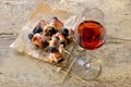 Spanish tapas with port wine Royalty Free Stock Photo